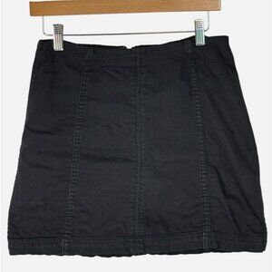 Free People Womens Black Cotton Blend Mini Skirt Size 8 With Back Zipper Closure